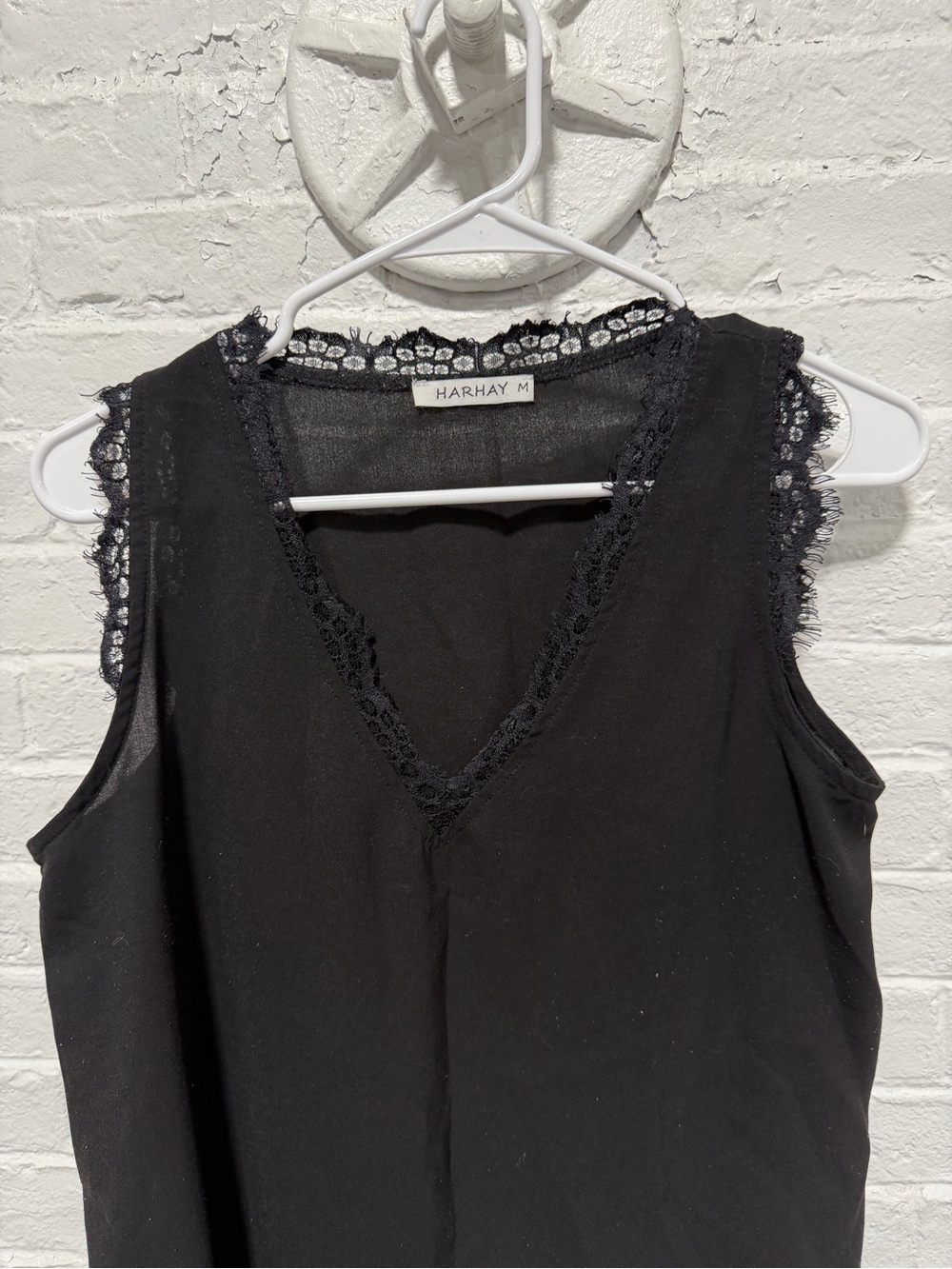 HARHAY Black Lace-Trim V-Neck Camisole Top
